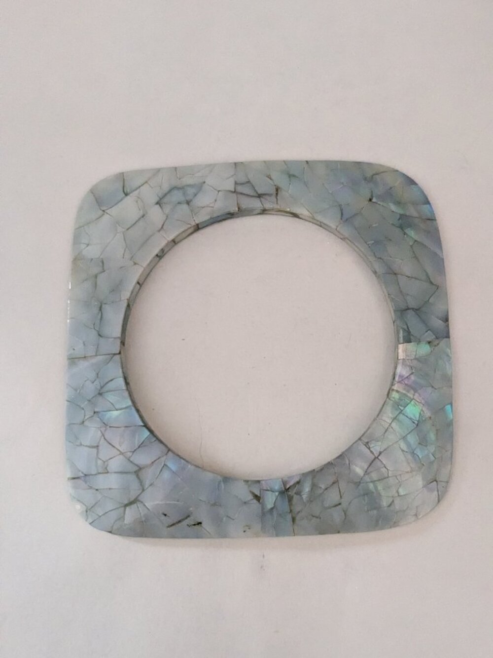 Vintage Style Mosaic Abalone MOP Inlay Shell Iridescent Bangle Bracelet